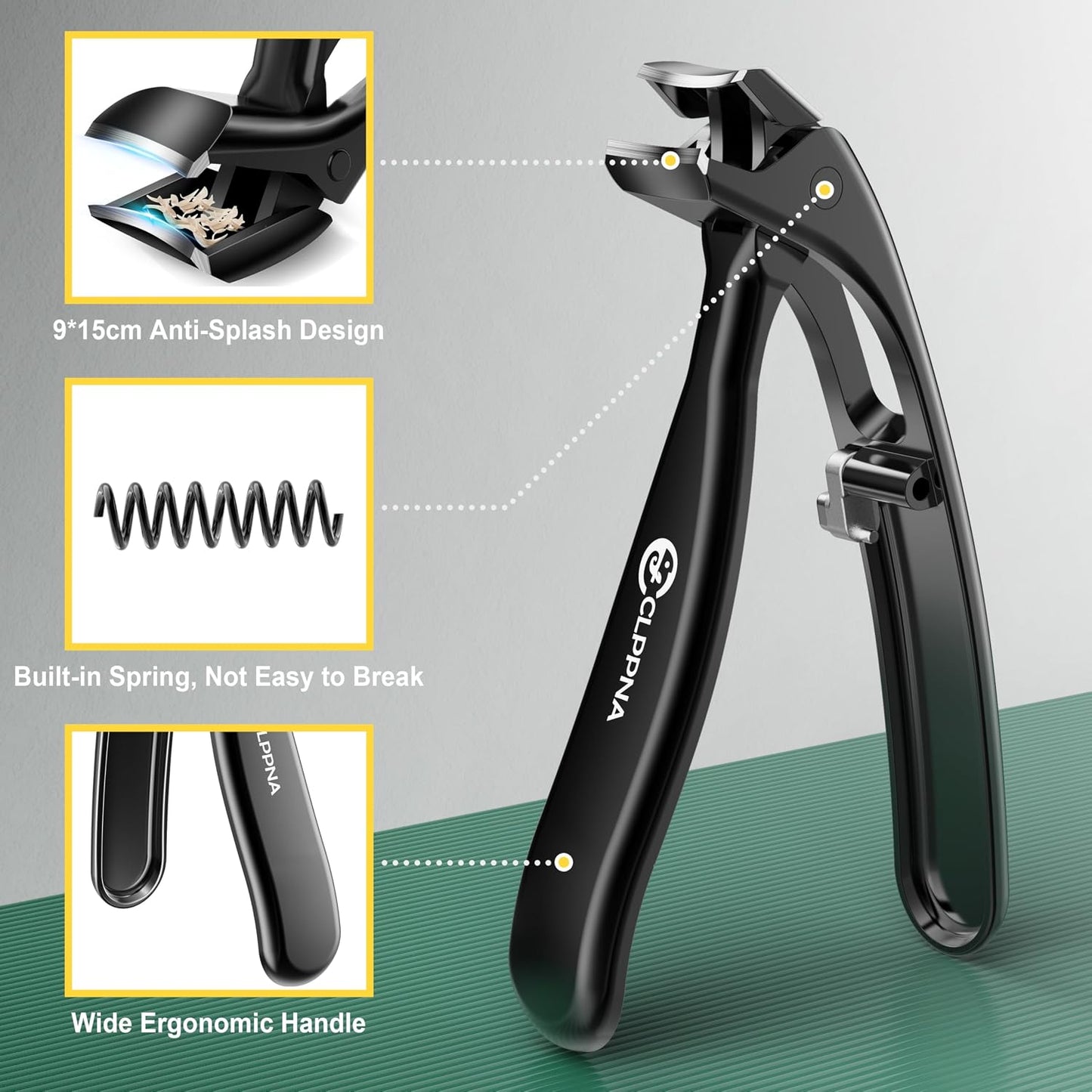 Nail Clippers for Seniors,  Wide Jaw Fingernail Clippers and Angled Head Toenail Clippers for Thick Nail, 4 Pack Professional Nail Clippers for Men, Women&Pregnant, Black
