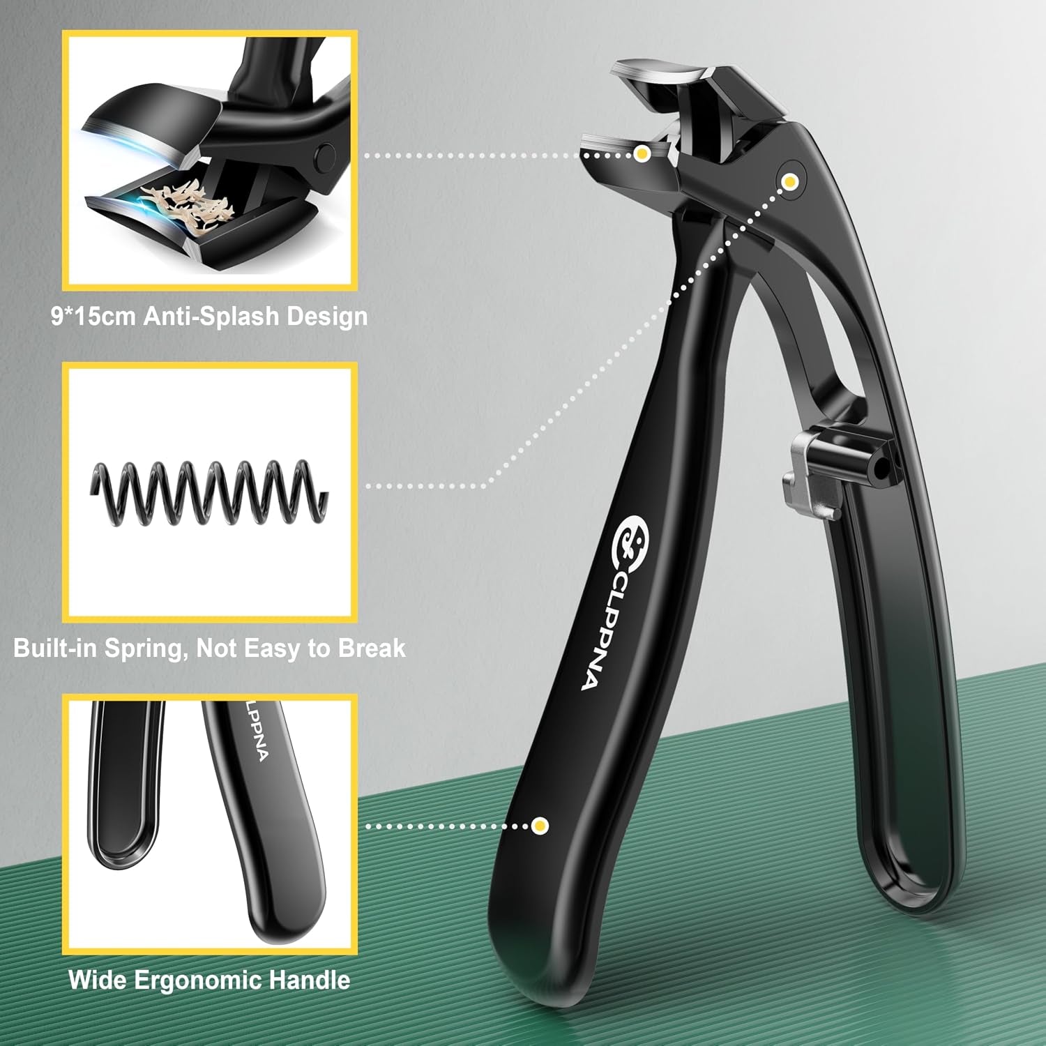 Nail Clippers for Seniors,  Wide Jaw Fingernail Clippers and Angled Head Toenail Clippers for Thick Nail, 4 Pack Professional Nail Clippers for Men, Women&Pregnant, Black